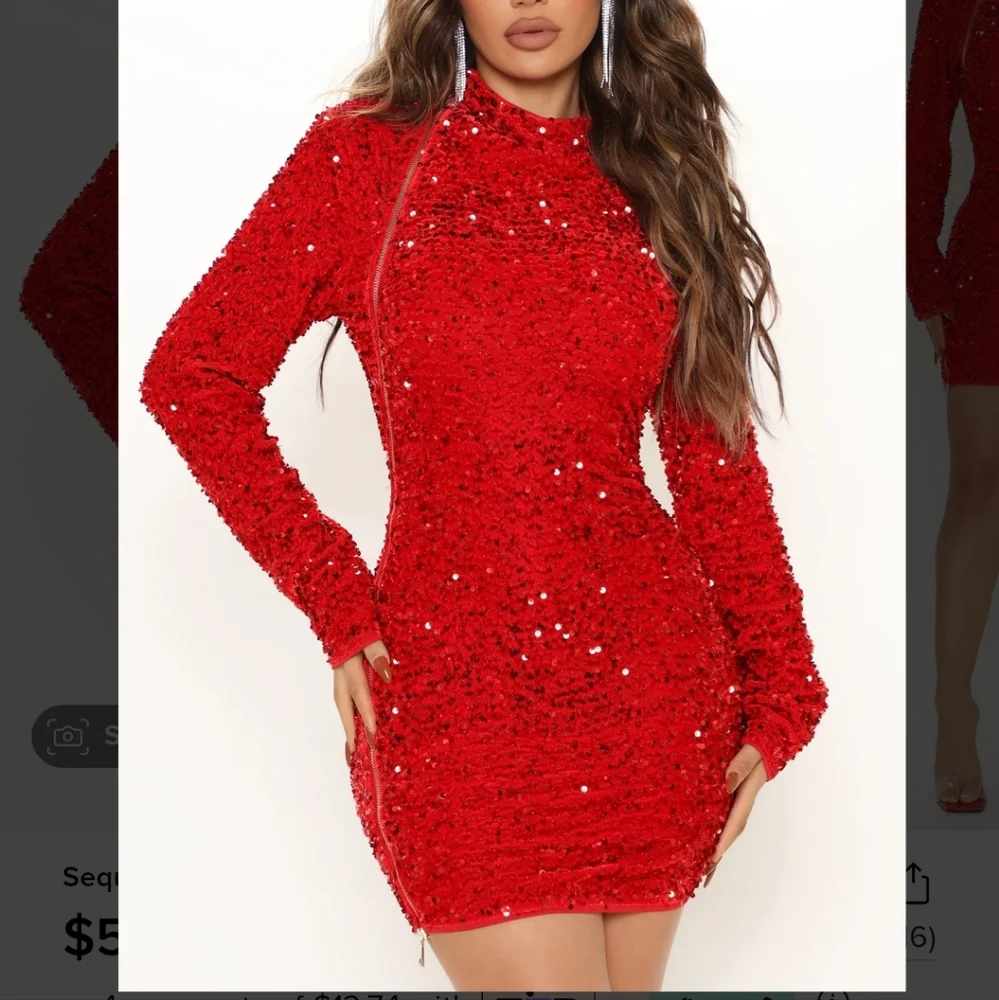 Fashion Nova Sequin Dream Mini Dress Red - Picture 10 of 10
